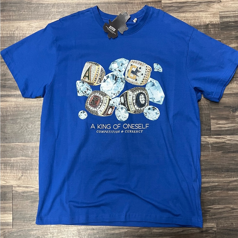 Akoo Blue Short Sleeve Tee with Competition and Currency
